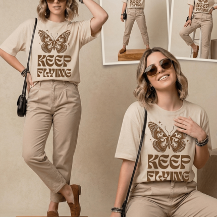 Keep Flying : Graphic Oversized T-Shirt – White | 100% Cotton | Relaxed Fit Unisex Tee - Peepri