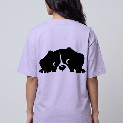 Hiding Dog : Graphic Oversized T-Shirt – White | 100% Cotton | Relaxed Fit Unisex Tee - Peepri