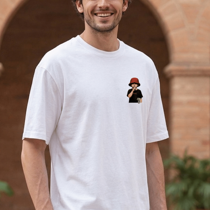 Silence : Graphic Oversized T-Shirt – White | 100% Cotton | Relaxed Fit Unisex Tee - Peepri