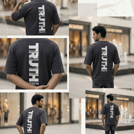 Truth : Graphic Oversized T-Shirt – White | 100% Cotton | Relaxed Fit Unisex Tee - Peepri