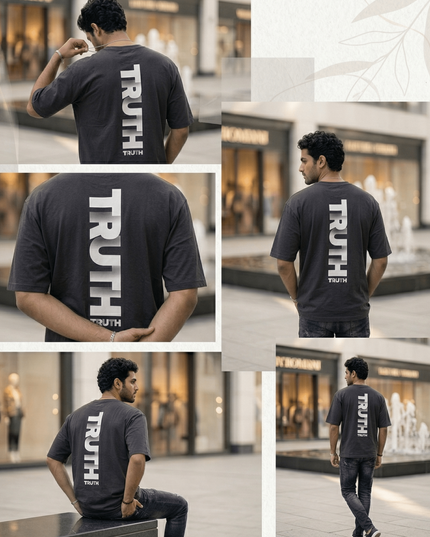 Truth : Graphic Oversized T-Shirt – White | 100% Cotton | Relaxed Fit Unisex Tee - Peepri