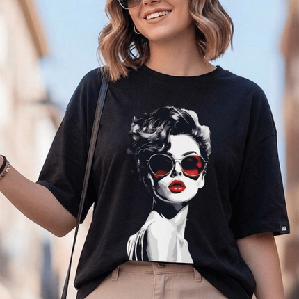 Noir Muse Graphic Oversized T-Shirt – White | 100% Cotton | Relaxed Fit Unisex Tee - Peepri