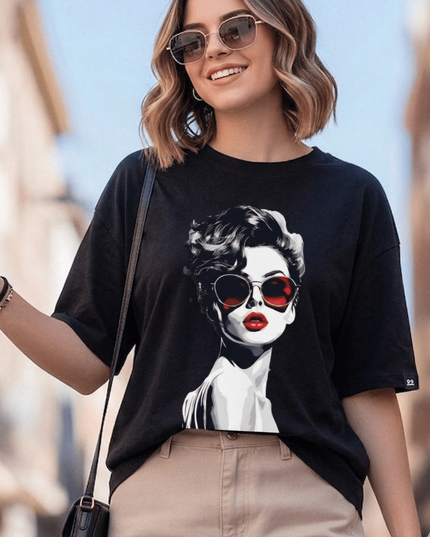 Noir Muse Graphic Oversized T-Shirt – White | 100% Cotton | Relaxed Fit Unisex Tee - Peepri
