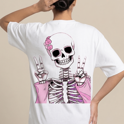 Victory Ghost : Graphic Oversized T-Shirt – White | 100% Cotton | Relaxed Fit Unisex Tee - Peepri