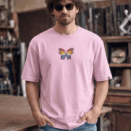 Colourful Butterfly : Printed Oversized T-Shirt - Peepri