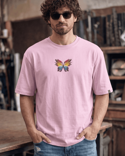 Colourful Butterfly : Printed Oversized T-Shirt - Peepri