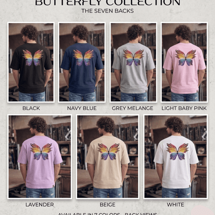 Colourful Butterfly : Printed Oversized T-Shirt - Peepri