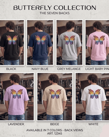 Colourful Butterfly : Printed Oversized T-Shirt - Peepri
