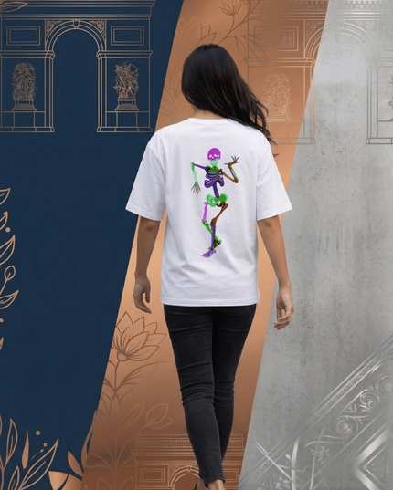 Ghost Dancing : Graphic Oversized T-Shirt – White | 100% Cotton | Relaxed Fit Unisex Tee - Peepri