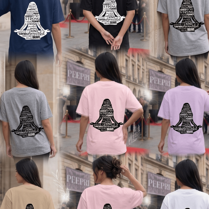 Girl Meditation : Graphic Oversized T-Shirt – White | 100% Cotton | Relaxed Fit Unisex Tee - Peepri