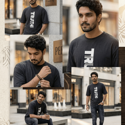 Truth : Graphic Oversized T-Shirt – White | 100% Cotton | Relaxed Fit Unisex Tee - Peepri