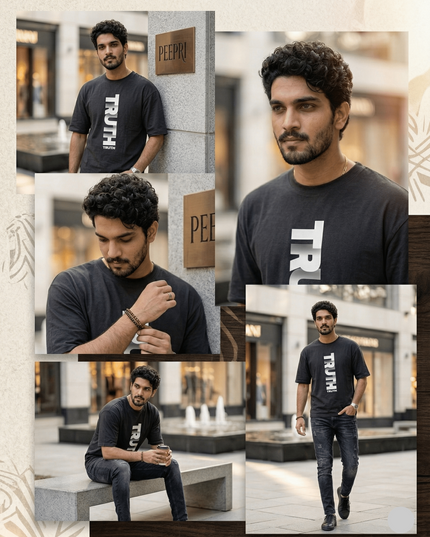 Truth : Graphic Oversized T-Shirt – White | 100% Cotton | Relaxed Fit Unisex Tee - Peepri