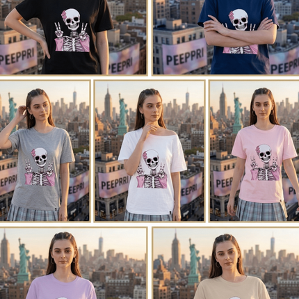 Victory Ghost : Graphic Oversized T-Shirt – White | 100% Cotton | Relaxed Fit Unisex Tee - Peepri