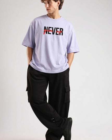 Never Give up - Bike Lover : Printed Oversized T-Shirt
