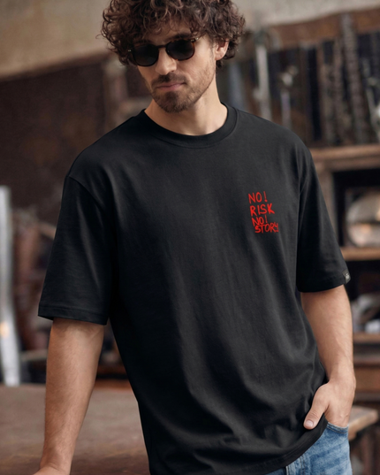 No Risk No Story :  Printed Oversized T-Shirt