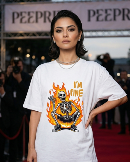 I'M Fine : Printed Oversized T-Shirt