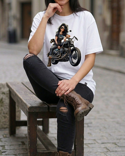 Girl Bike lover : Printed Oversized T-Shirt
