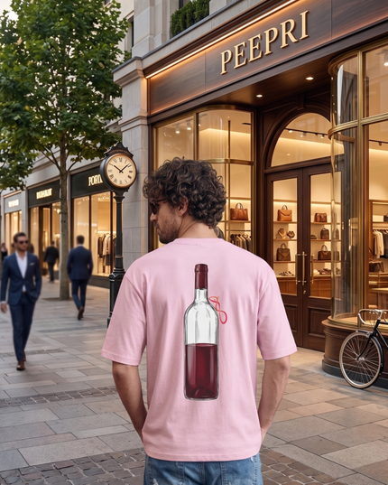 Red Wine : Printed Oversized T-Shirt