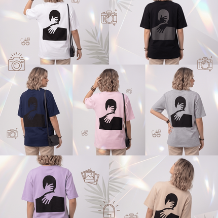 Hugging self : Graphic Oversized T-Shirt – White | 100% Cotton | Relaxed Fit Unisex Tee - Peepri