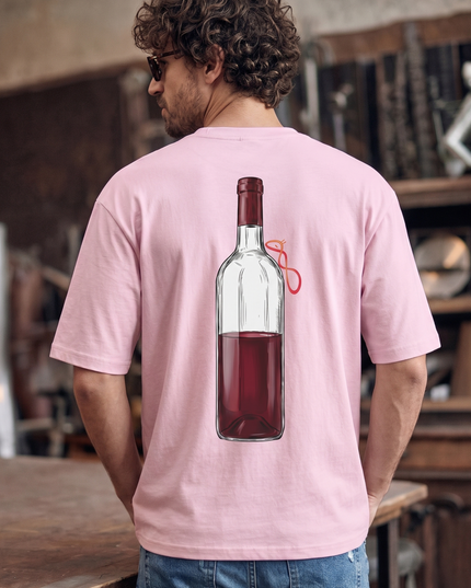 Red Wine : Printed Oversized T-Shirt