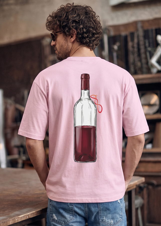 Red Wine : Graphic Printed Oversized T-Shirt – White | 100% Cotton | Relaxed Fit Unisex Tee