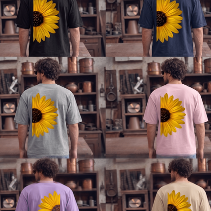 Sun Flower : Graphic Oversized T-Shirt – White | 100% Cotton | Relaxed Fit Unisex Tee - Peepri