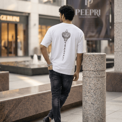 Lord Hanuman Gada : Printed Oversized T-Shirt - Peepri