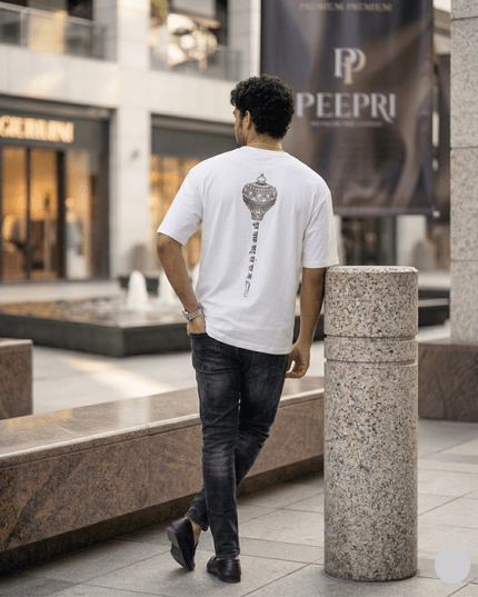 Lord Hanuman Gada : Printed Oversized T-Shirt - Peepri