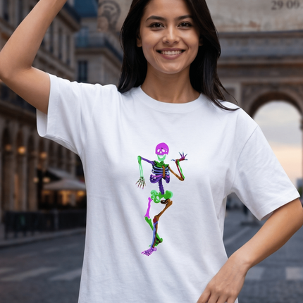 Ghost Dancing : Graphic Oversized T-Shirt – White | 100% Cotton | Relaxed Fit Unisex Tee - Peepri