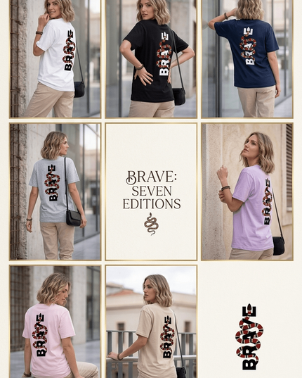 Brave Graphic Oversized T-Shirt – White | 100% Cotton | Relaxed Fit Unisex Tee - Peepri