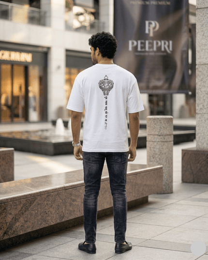 Lord Hanuman Gada : Printed Oversized T-Shirt - Peepri