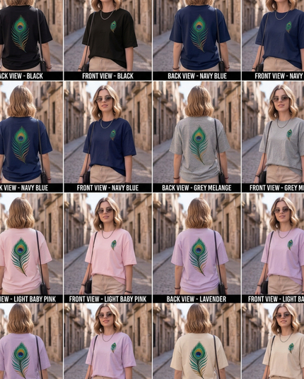 Peacock Plume Printed Oversized T-Shirt
