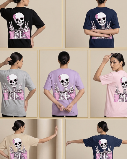 Victory Ghost : Graphic Oversized T-Shirt – White | 100% Cotton | Relaxed Fit Unisex Tee - Peepri