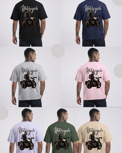 Never Give up - Bike Lover : Printed Oversized T-Shirt