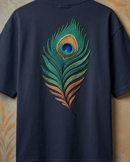 Peacock Plume Printed Oversized T-Shirt
