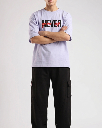 Never Give up - Bike Lover : Printed Oversized T-Shirt