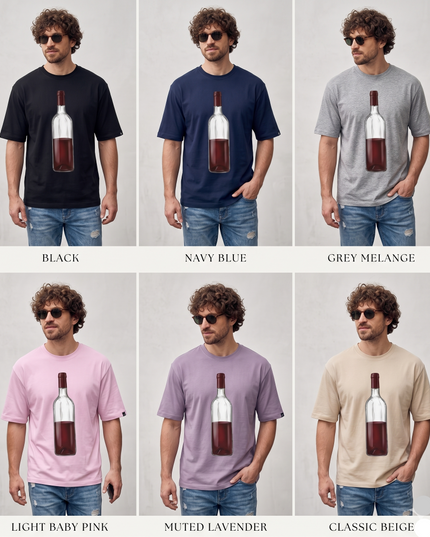 Red Wine : Printed Oversized T-Shirt