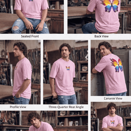 Colourful Butterfly : Printed Oversized T-Shirt - Peepri