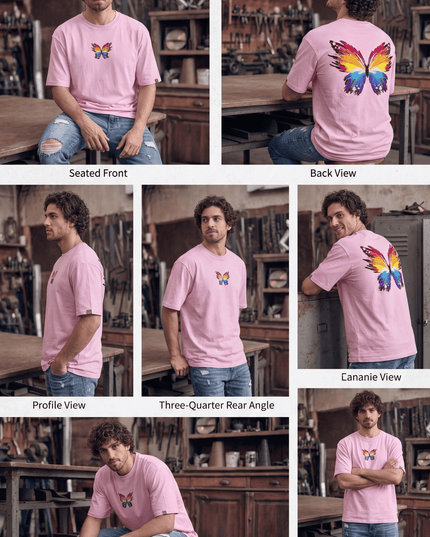 Colourful Butterfly : Printed Oversized T-Shirt - Peepri