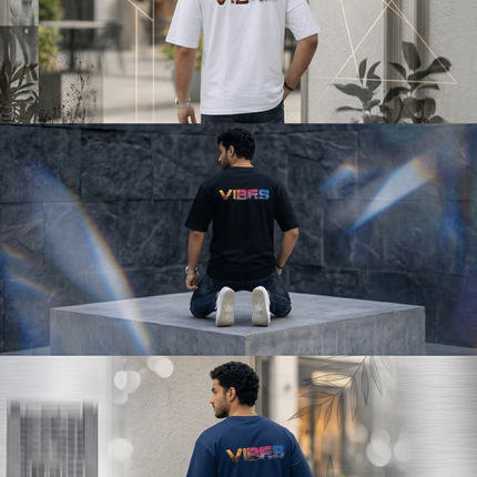 Vibes : Graphic Oversized T-Shirt – White | 100% Cotton | Relaxed Fit Unisex Tee - Peepri
