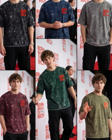 Born Broke Die Rich : Acid Washed Oversized T-Shirt