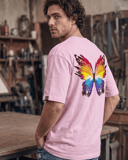 Colourful Butterfly : Printed Oversized T-Shirt - Peepri