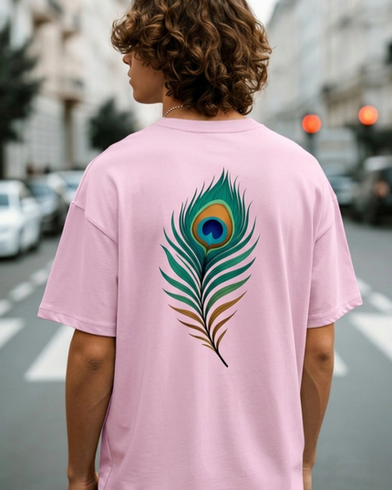 Peacock Plume Printed Oversized T-Shirt