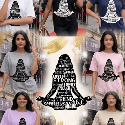 Girl Meditation : Graphic Oversized T-Shirt – White | 100% Cotton | Relaxed Fit Unisex Tee - Peepri