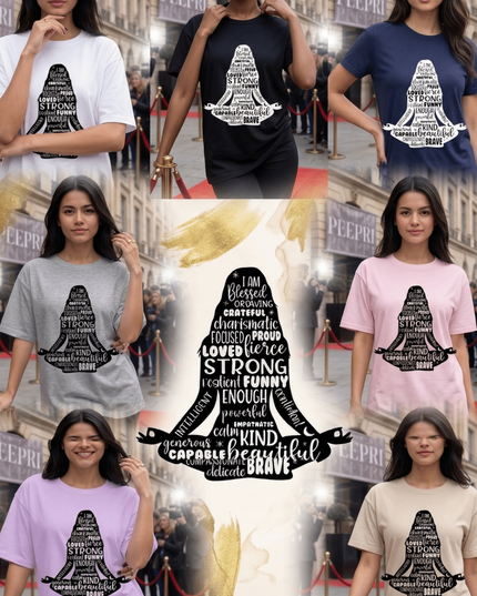 Girl Meditation : Graphic Oversized T-Shirt – White | 100% Cotton | Relaxed Fit Unisex Tee - Peepri