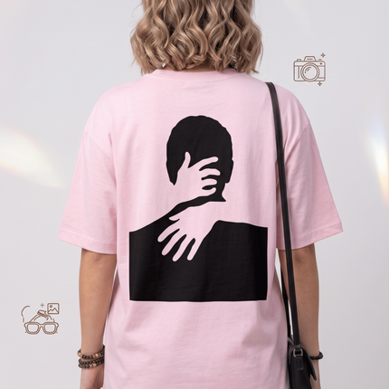 Hugging self : Graphic Oversized T-Shirt – White | 100% Cotton | Relaxed Fit Unisex Tee - Peepri
