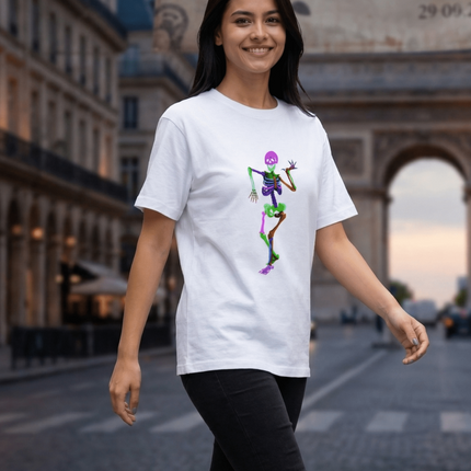 Ghost Dancing : Graphic Oversized T-Shirt – White | 100% Cotton | Relaxed Fit Unisex Tee - Peepri
