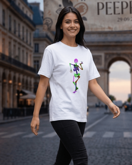 Ghost Dancing : Graphic Oversized T-Shirt – White | 100% Cotton | Relaxed Fit Unisex Tee - Peepri