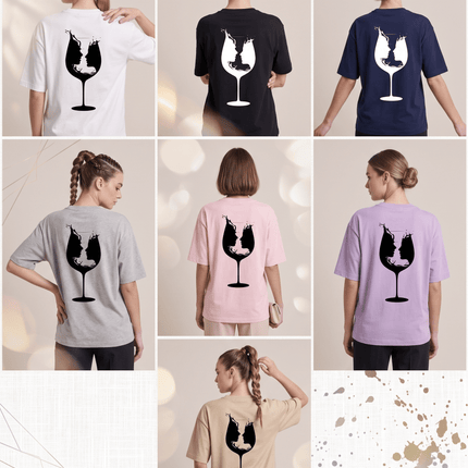 Wine Glass : Graphic Oversized T-Shirt – White | 100% Cotton | Relaxed Fit Unisex Tee - Peepri