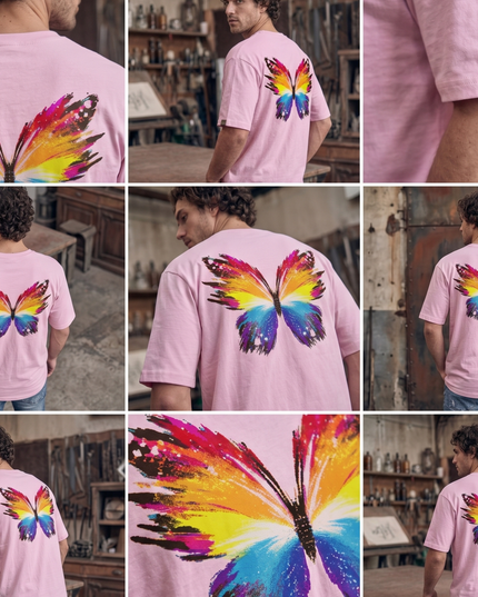 Colourful Butterfly : Printed Oversized T-Shirt - Peepri